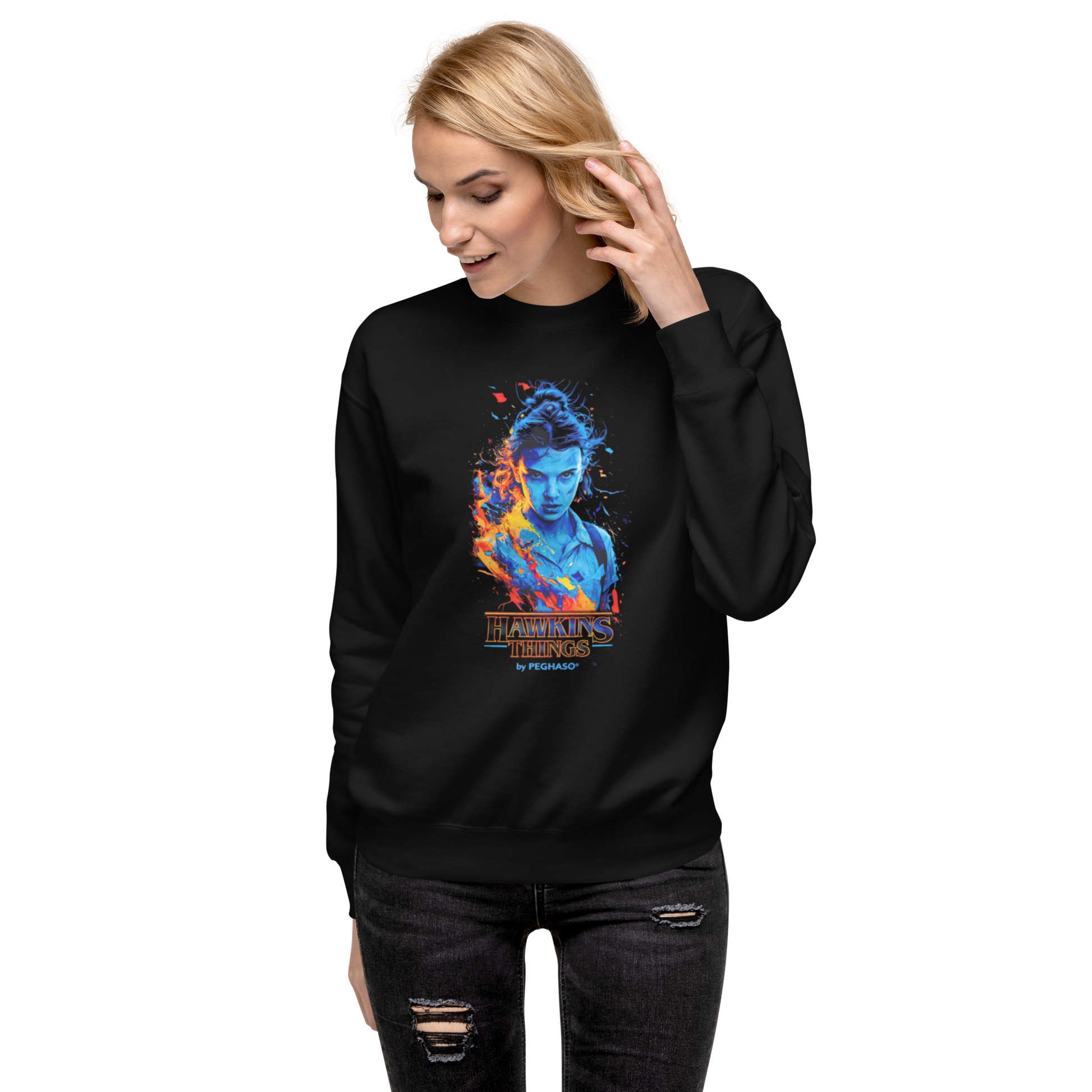 Sudadera negra 011 Once Eleven Stranger Things colección PEGHASO.