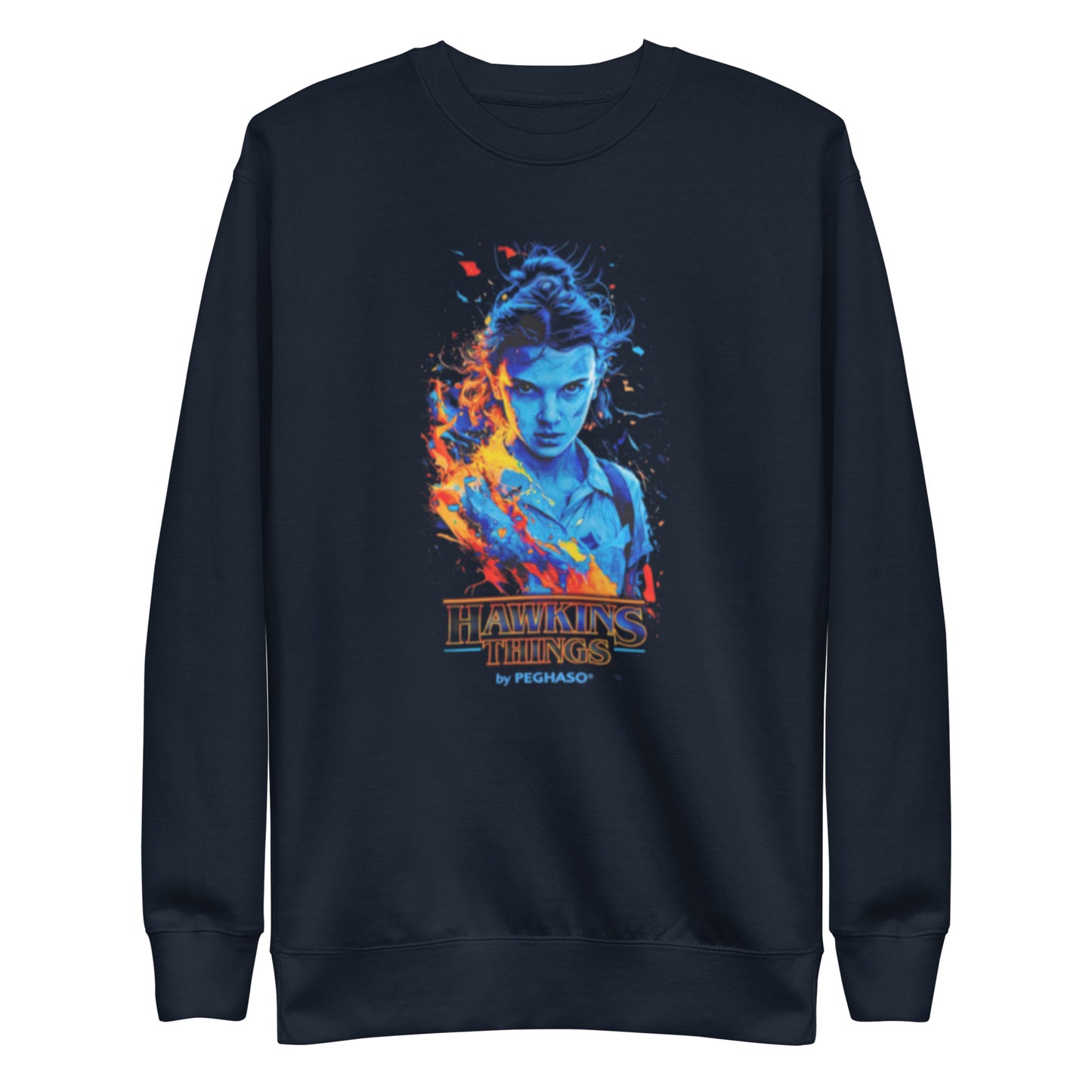 Sudadera hombre mujer azul marino 011 Once Eleven Stranger Things colección PEGHASO