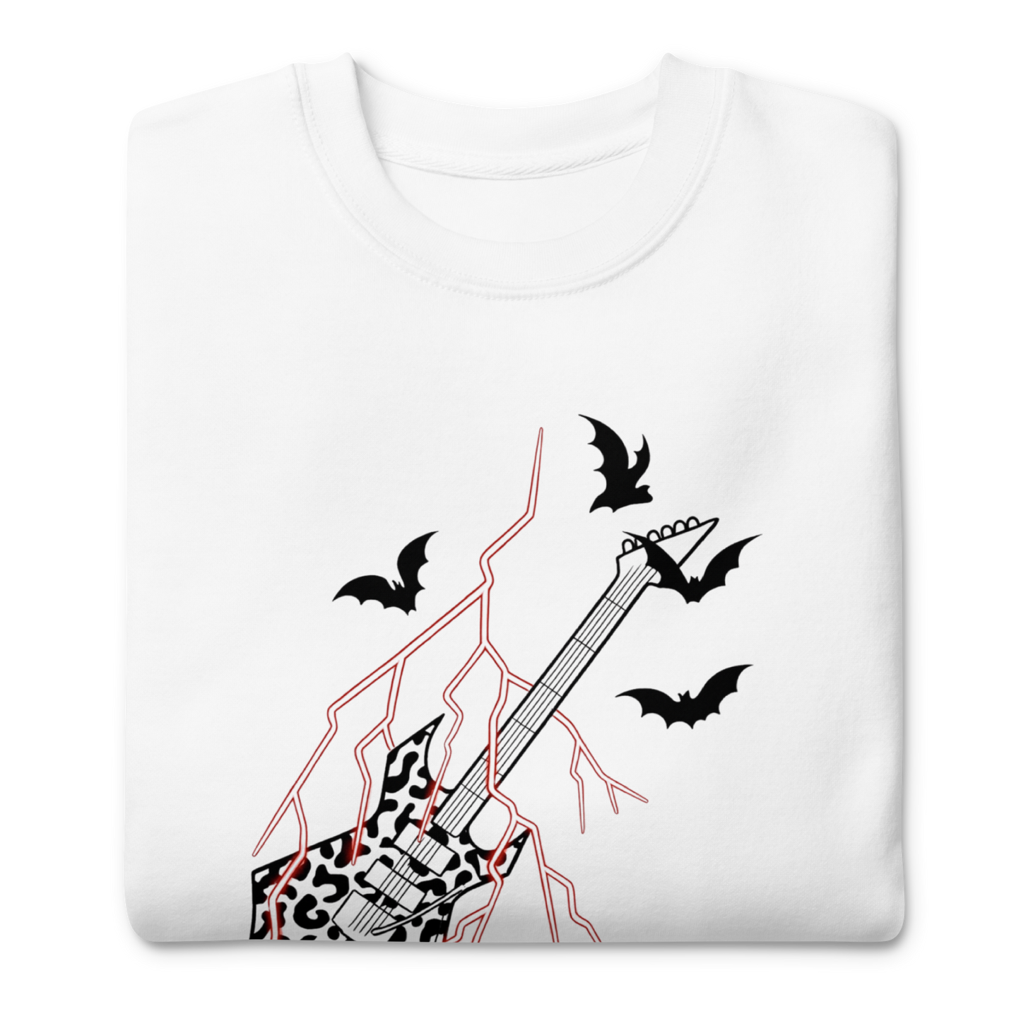 Logotipo Hawkins Things by PEGHASO en rojo sobre sudadera blanca premium estilo Stranger Things.