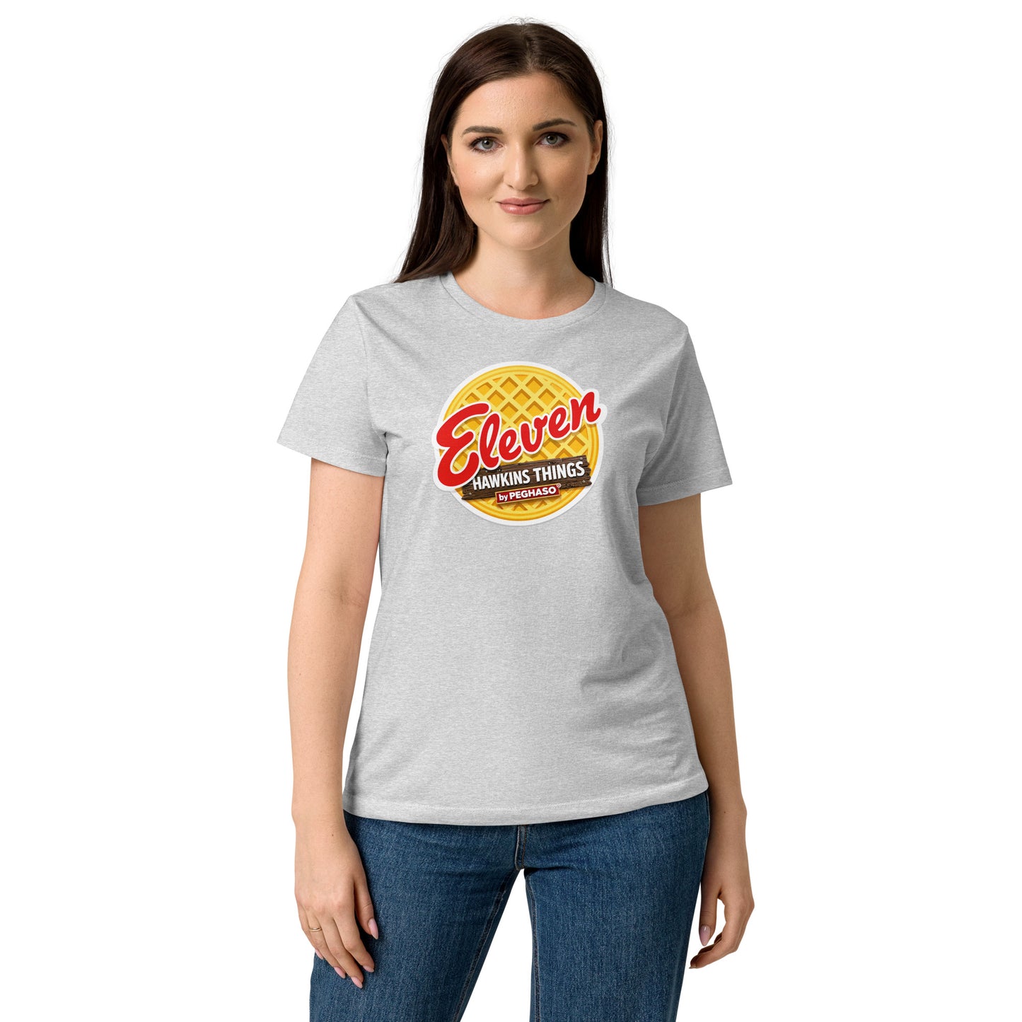 camiseta-eleven-waffle-EGGO-hawkins-Stranger-things-peghaso-gris