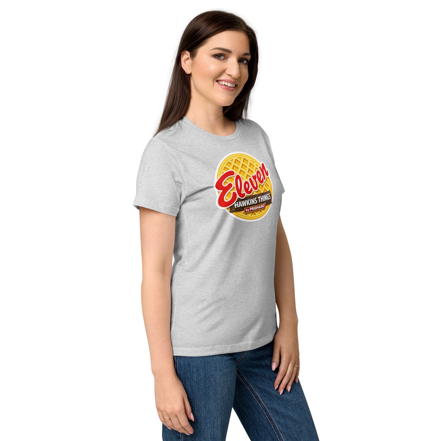 camiseta-eleven-waffle-EGGO-hawkins-Stranger-things-peghaso-gris