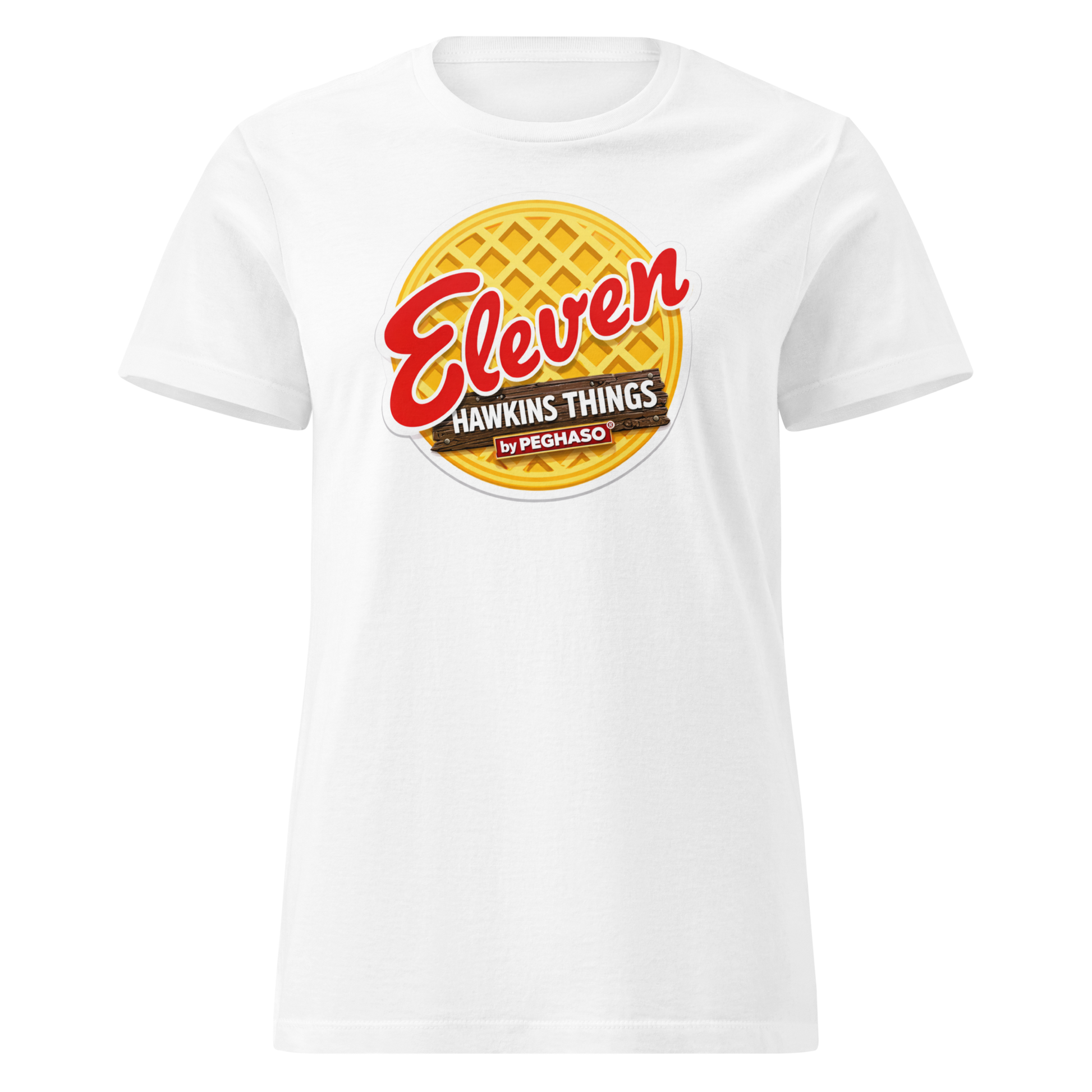 camiseta-eleven-waffle-EGGO-hawkins-Stranger-things-peghaso-blanca