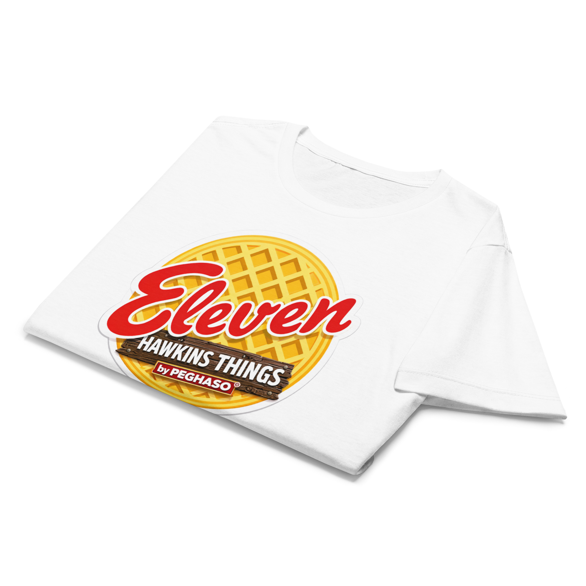 camiseta-eleven-waffle-EGGO-hawkins-Stranger-things-peghaso-blanca