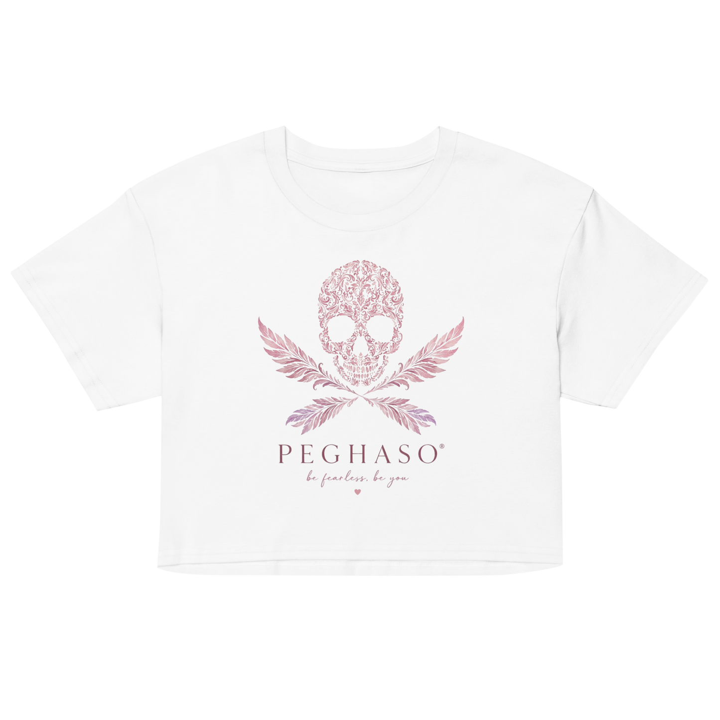 Camiseta Crop Top PEGHASO Skull Pink