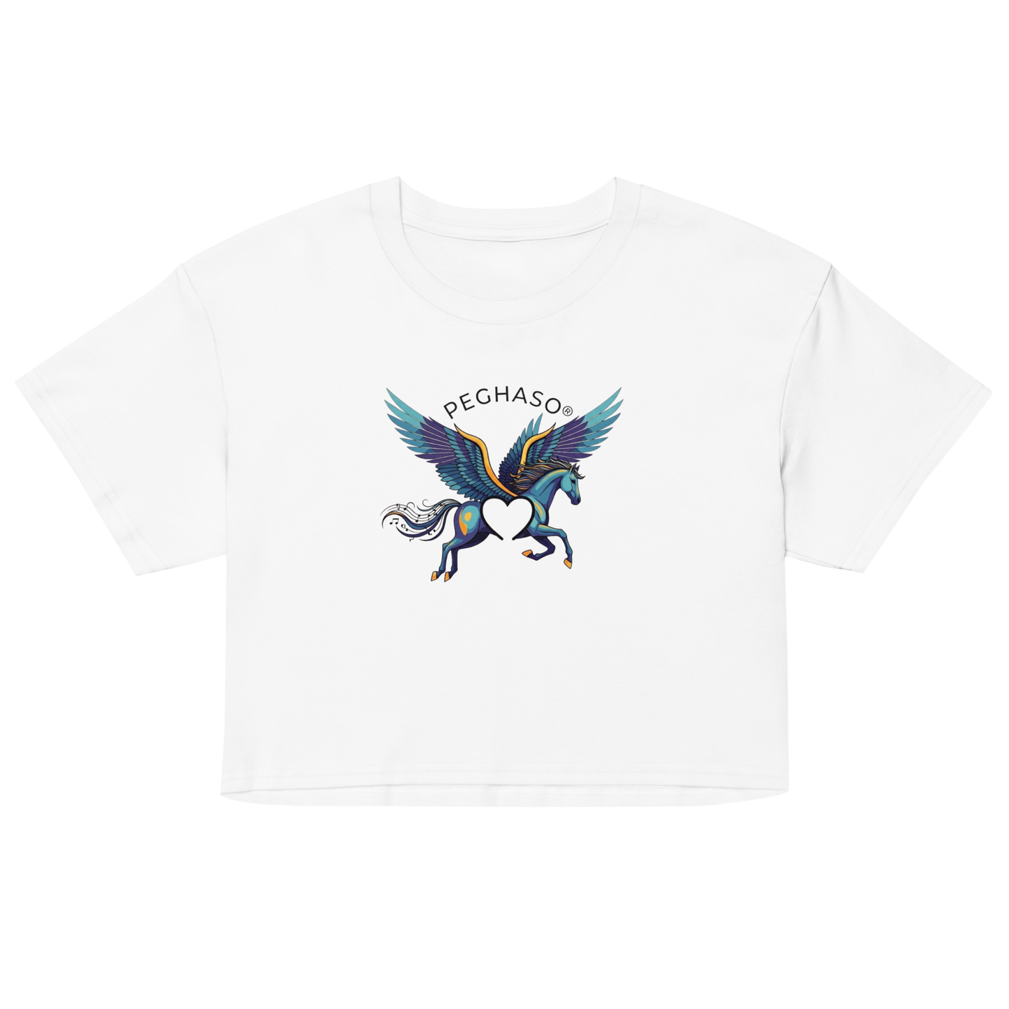 Camiseta Crop Top Blanco Mujer Aesthetic Pegaso Mitológico – PEGHASO