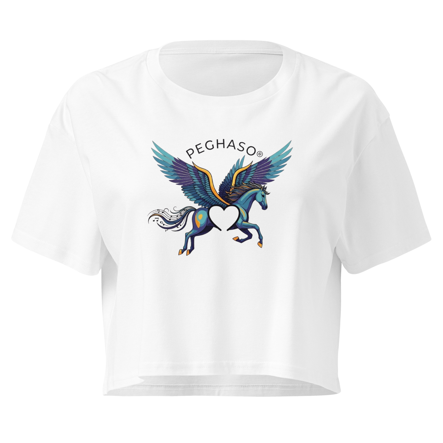 Camiseta Crop Top Blanco Mujer Aesthetic Pegaso Mitológico – PEGHASO