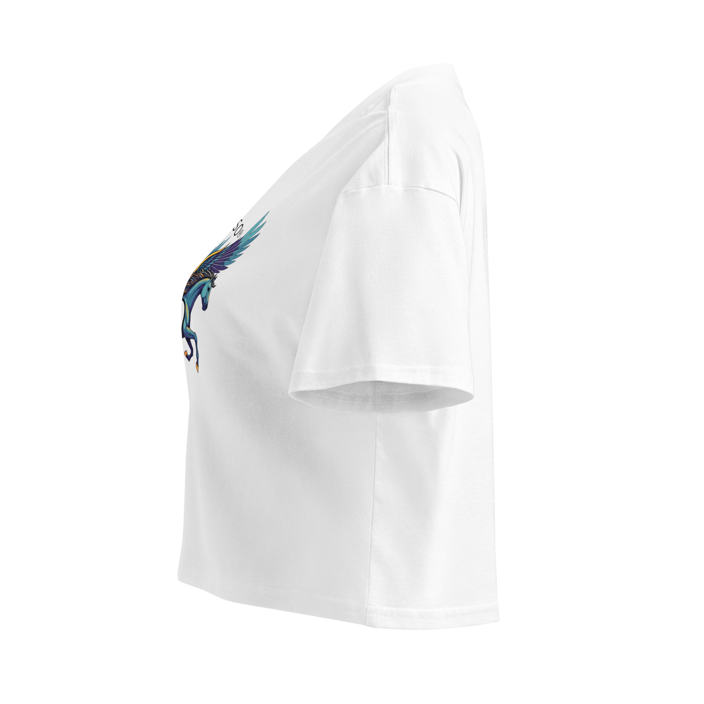 Camiseta Crop Top Blanco Mujer Aesthetic Pegaso Mitológico – PEGHASO