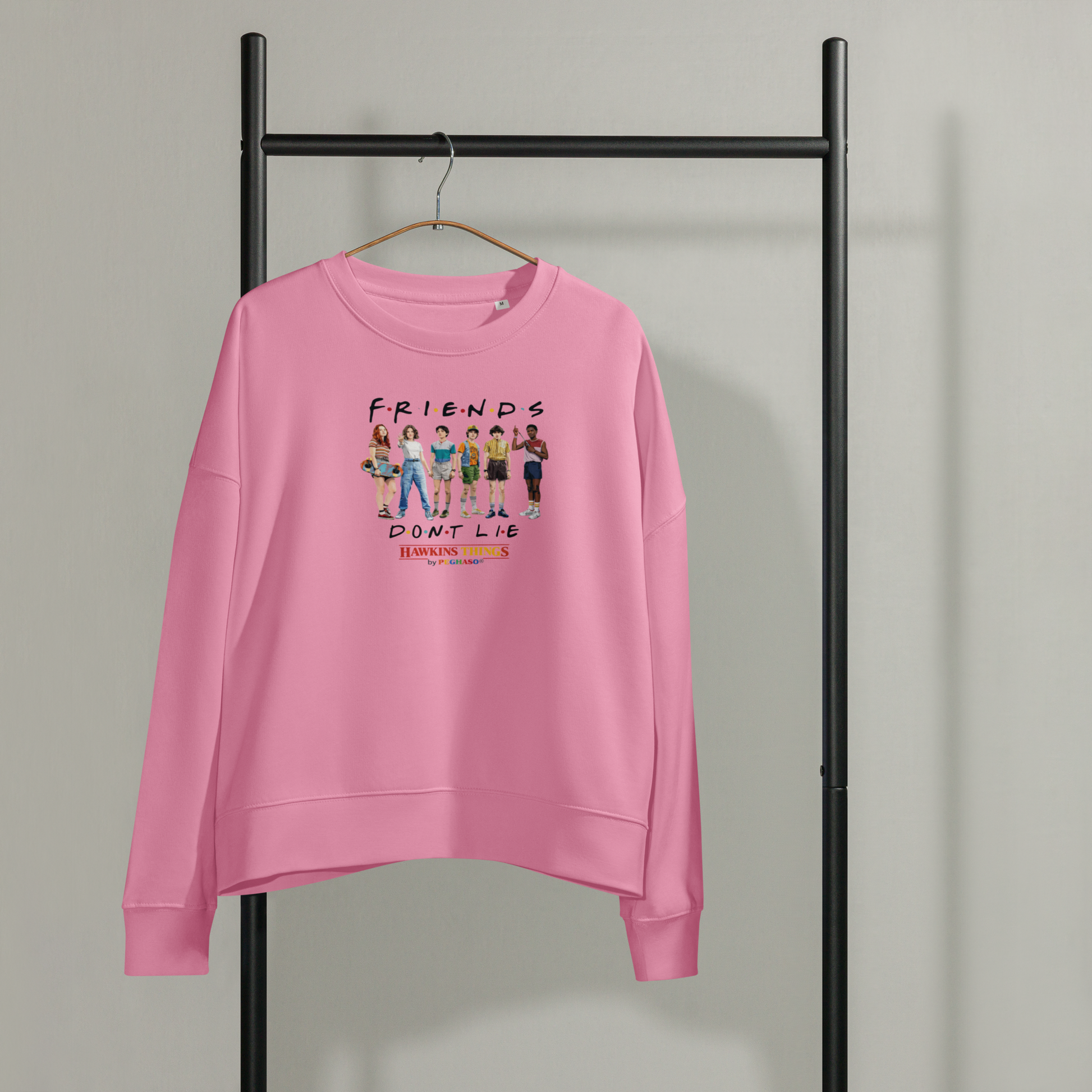 sudadera-rosa-organica-hawkins-things-eleven-style