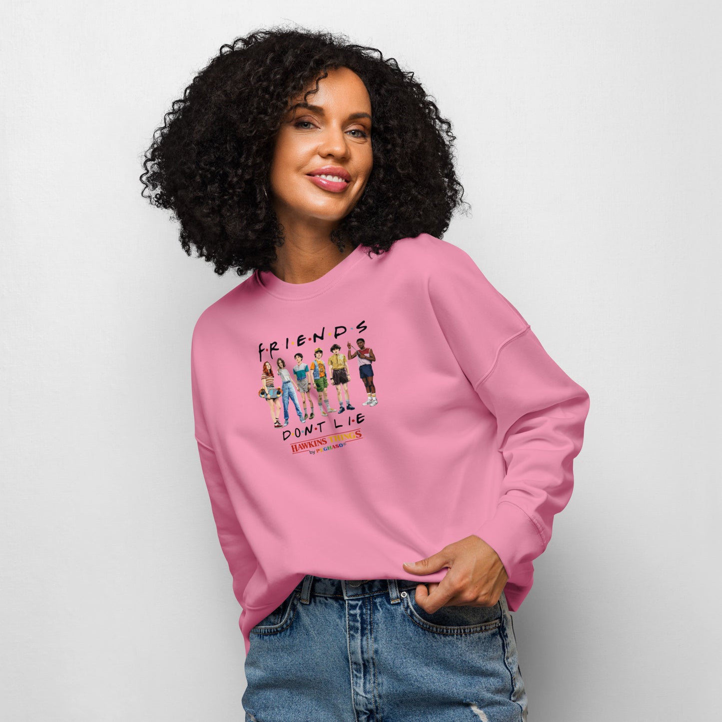 sudadera-rosa-organica-hawkins-things-eleven-style